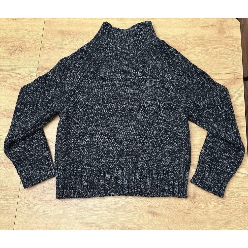 Banana Republic Men's Gray Cable-Knit Mock Neck Wool Blend Fisherman Sweater L